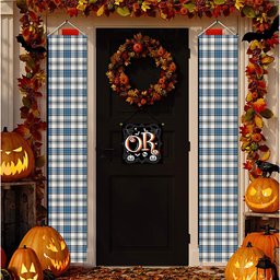 ScotsTee Shop Scottish Hannay Ancient Tartan Front Porch Sign Set, Hanging Banner Set