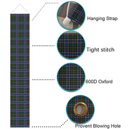 ScotsTee Shop Scottish Ogilvie (Ogilvy) Hunting Modern Tartan Front Porch Sign Set, Hanging Banner Set
