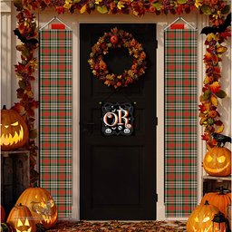 ScotsTee Shop Scottish MakGill Ancient Tartan Front Porch Sign Set, Hanging Banner Set