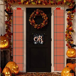ScotsTee Shop Scottish Ross David Ancient Tartan Front Porch Sign Set, Hanging Banner Set