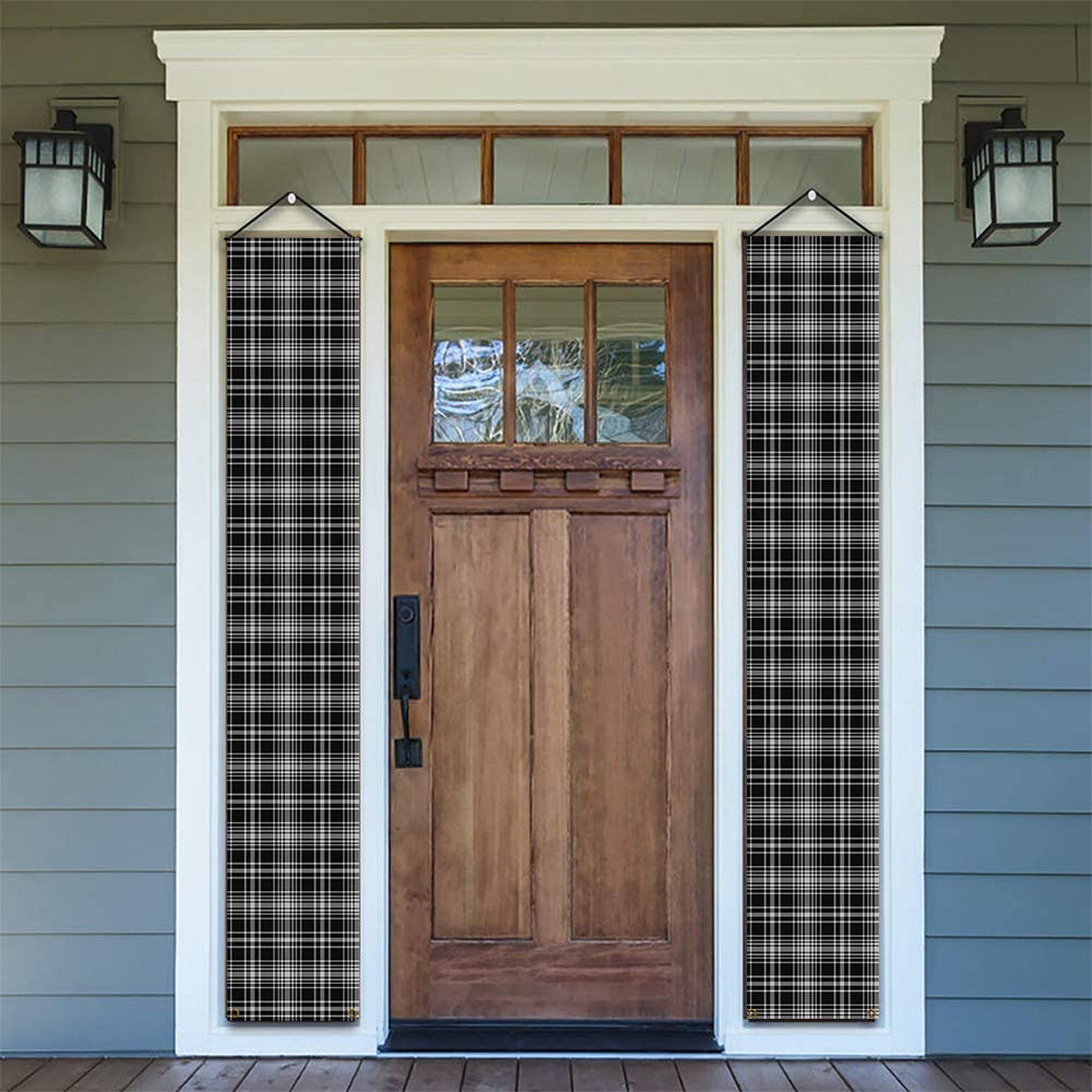ScotsTee Shop Scottish McLean Black and White Tartan Front Porch Sign Set, Hanging Banner Set