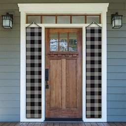ScotsTee Shop Scottish Kinnieson Tartan Front Porch Sign Set, Hanging Banner Set