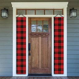 ScotsTee Shop Scottish McQueen Modern Tartan Front Porch Sign Set, Hanging Banner Set