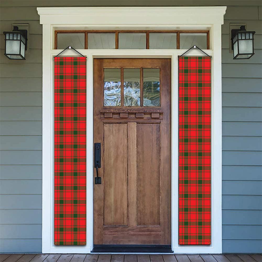 ScotsTee Shop Scottish MacQuarrie Modern Tartan Front Porch Sign Set, Hanging Banner Set