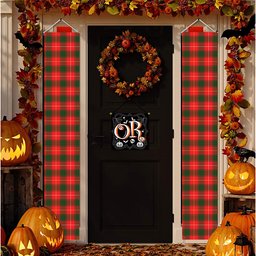 ScotsTee Shop Scottish MacPhee Modern Tartan Front Porch Sign Set, Hanging Banner Set