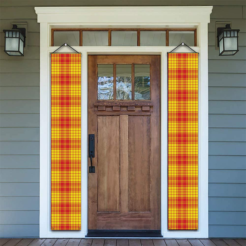 ScotsTee Shop Scottish MacMillan Dress Modern Tartan Front Porch Sign Set, Hanging Banner Set