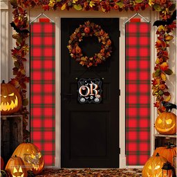 ScotsTee Shop Scottish MacNab Modern SC Tartan Front Porch Sign Set, Hanging Banner Set