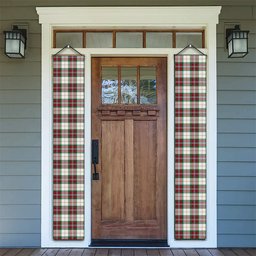 ScotsTee Shop Scottish MacLean Dress Ancient Tartan Front Porch Sign Set, Hanging Banner Set