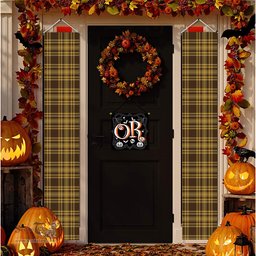 ScotsTee Shop Scottish Yellow Pencil Tartan Front Porch Sign Set, Hanging Banner Set