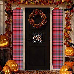 ScotsTee Shop Scottish Straiton Tartan Front Porch Sign Set, Hanging Banner Set
