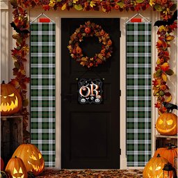 ScotsTee Shop Scottish Gunn Mrs Jane of Kirkhill House Wick Tartan Front Porch Sign Set, Hanging Banner Set