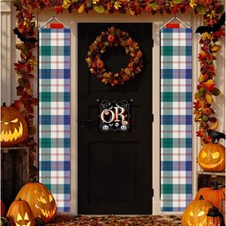 ScotsTee Shop Scottish Guthrie Dress Modern Tartan Front Porch Sign Set, Hanging Banner Set