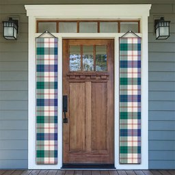 ScotsTee Shop Scottish Guthrie Dress Modern Tartan Front Porch Sign Set, Hanging Banner Set