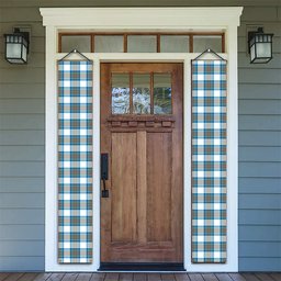 ScotsTee Shop Scottish Stewart Muted Blue Tartan Front Porch Sign Set, Hanging Banner Set