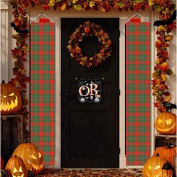 ScotsTee Shop Scottish Gregor Ancient Tartan Front Porch Sign Set, Hanging Banner Set