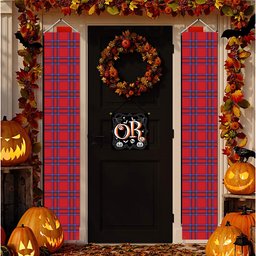ScotsTee Shop Scottish Rait Tartan Front Porch Sign Set, Hanging Banner Set