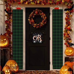 ScotsTee Shop Scottish MacAulay Hunting Tartan Front Porch Sign Set, Hanging Banner Set