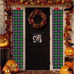 ScotsTee Shop Scottish Selkirk Tartan Front Porch Sign Set, Hanging Banner Set