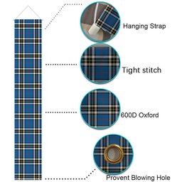 ScotsTee Shop Scottish McThomas Blue Modern Tartan Front Porch Sign Set, Hanging Banner Set
