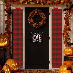 ScotsTee Shop Scottish MacNab Tartan Front Porch Sign Set, Hanging Banner Set