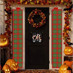 ScotsTee Shop Scottish MacGregor Modern SC Tartan Front Porch Sign Set, Hanging Banner Set