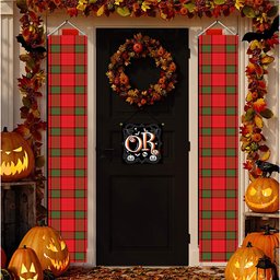 ScotsTee Shop Scottish Maxton Tartan Front Porch Sign Set, Hanging Banner Set