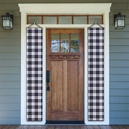ScotsTee Shop Scottish MacRae Dress Modern Tartan Front Porch Sign Set, Hanging Banner Set