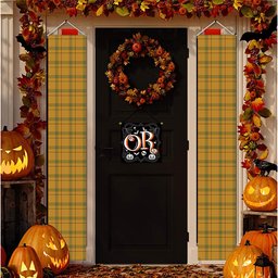 ScotsTee Shop Scottish Houston Ancient Tartan Front Porch Sign Set, Hanging Banner Set