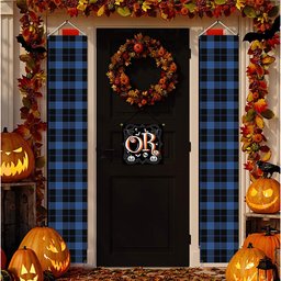 ScotsTee Shop Scottish Lynn Tartan Front Porch Sign Set, Hanging Banner Set