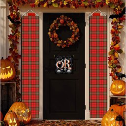 ScotsTee Shop Scottish Scott Modern Tartan Front Porch Sign Set, Hanging Banner Set