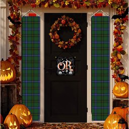 ScotsTee Shop Scottish Henderson Modern Tartan Front Porch Sign Set, Hanging Banner Set