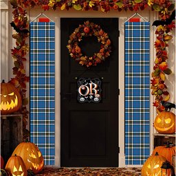 ScotsTee Shop Scottish MacTavish Dress Modern Tartan Front Porch Sign Set, Hanging Banner Set