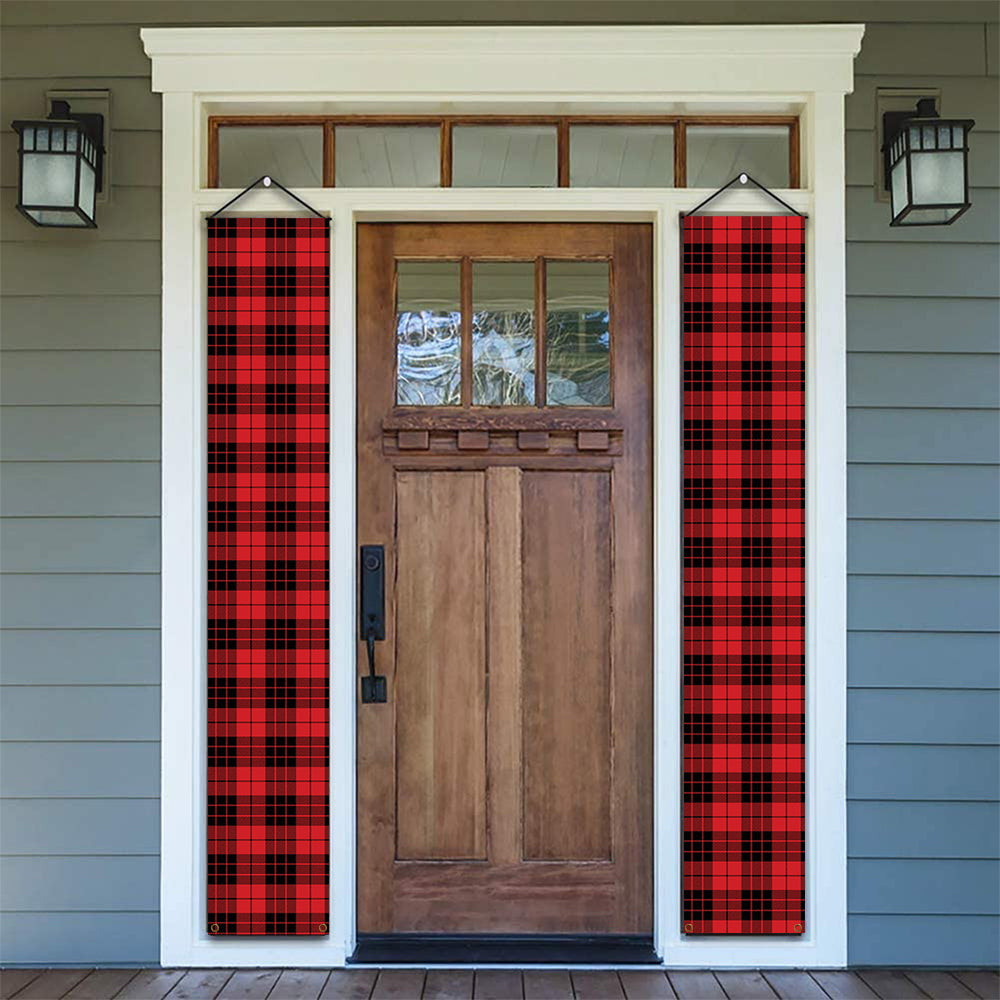 ScotsTee Shop Scottish MacLeod of Raasay Modern Tartan Front Porch Sign Set, Hanging Banner Set