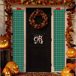ScotsTee Shop Scottish Kennedy Ancient Tartan Front Porch Sign Set, Hanging Banner Set