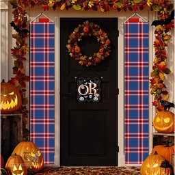 ScotsTee Shop Scottish Laing of Archiestown Modern Tartan Front Porch Sign Set, Hanging Banner Set