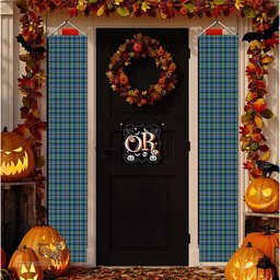ScotsTee Shop Scottish Weir Ancient SC Tartan Front Porch Sign Set, Hanging Banner Set