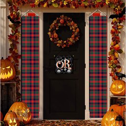 ScotsTee Shop Scottish McGowan Modern Tartan Front Porch Sign Set, Hanging Banner Set