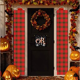 ScotsTee Shop Scottish McQuarrie Modern Tartan Front Porch Sign Set, Hanging Banner Set