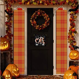ScotsTee Shop Scottish McMillan Dress Ancient Tartan Front Porch Sign Set, Hanging Banner Set