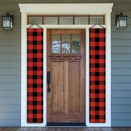 ScotsTee Shop Scottish Rob Roy Macgregor Ancient Tartan Front Porch Sign Set, Hanging Banner Set
