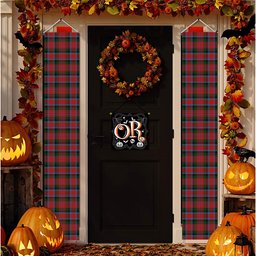 ScotsTee Shop Scottish MacDuff 2 Tartan Front Porch Sign Set, Hanging Banner Set