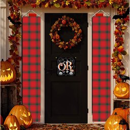 ScotsTee Shop Scottish MacDonald of Sleat Modern Tartan Front Porch Sign Set, Hanging Banner Set