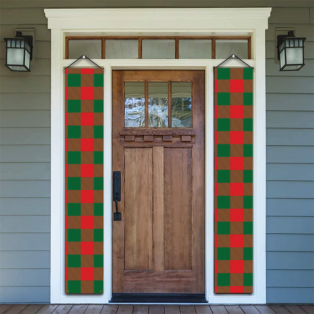 ScotsTee Shop Scottish Moncrieff Modern Tartan Front Porch Sign Set, Hanging Banner Set