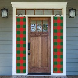 ScotsTee Shop Scottish Moncrieff Modern Tartan Front Porch Sign Set, Hanging Banner Set