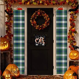 ScotsTee Shop Scottish Gordon Dress Ancient Tartan Front Porch Sign Set, Hanging Banner Set