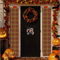 ScotsTee Shop Scottish MacBrair Hunting Tartan Front Porch Sign Set, Hanging Banner Set