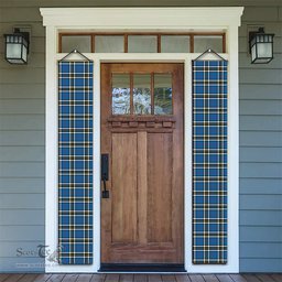 ScotsTee Shop Scottish Thomson Blue Modern Clan Tartan Front Porch Sign Set, Hanging Banner Set