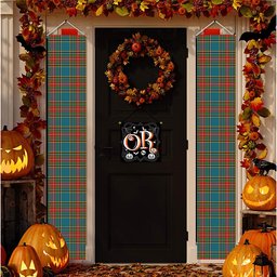 ScotsTee Shop Scottish McBeth Ancient Tartan Front Porch Sign Set, Hanging Banner Set