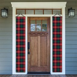 ScotsTee Shop Scottish Rattray of Lude Modern Tartan Front Porch Sign Set, Hanging Banner Set