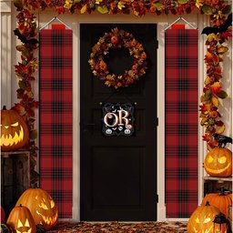 ScotsTee Shop Scottish Wemyss Tartan Front Porch Sign Set, Hanging Banner Set